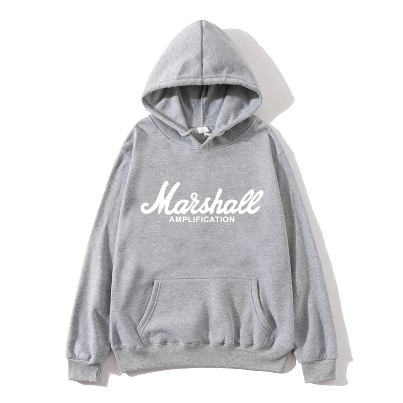 gray New Spring Autumn Marshall Hoodie Men Amplification Hoodies Mens Slim Hooded Sweatshirt Hip Hop Brand Streetwear Clothes - Цвет: gray