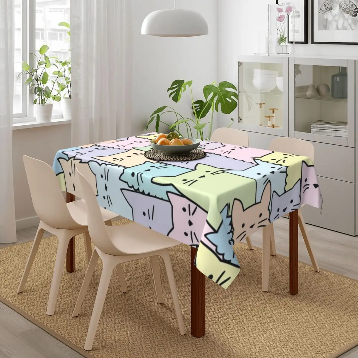 Бесшумная скатерть с рисунком кошек водонепроницаемая домашнее украшение