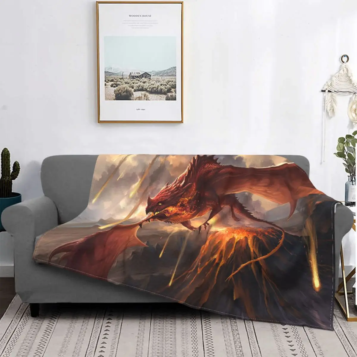 

Dragon Animal Blankets Coral Fleece Plush Summer Fire-breathing Multifunction Soft Throw Blankets for Home Office Rug Piece