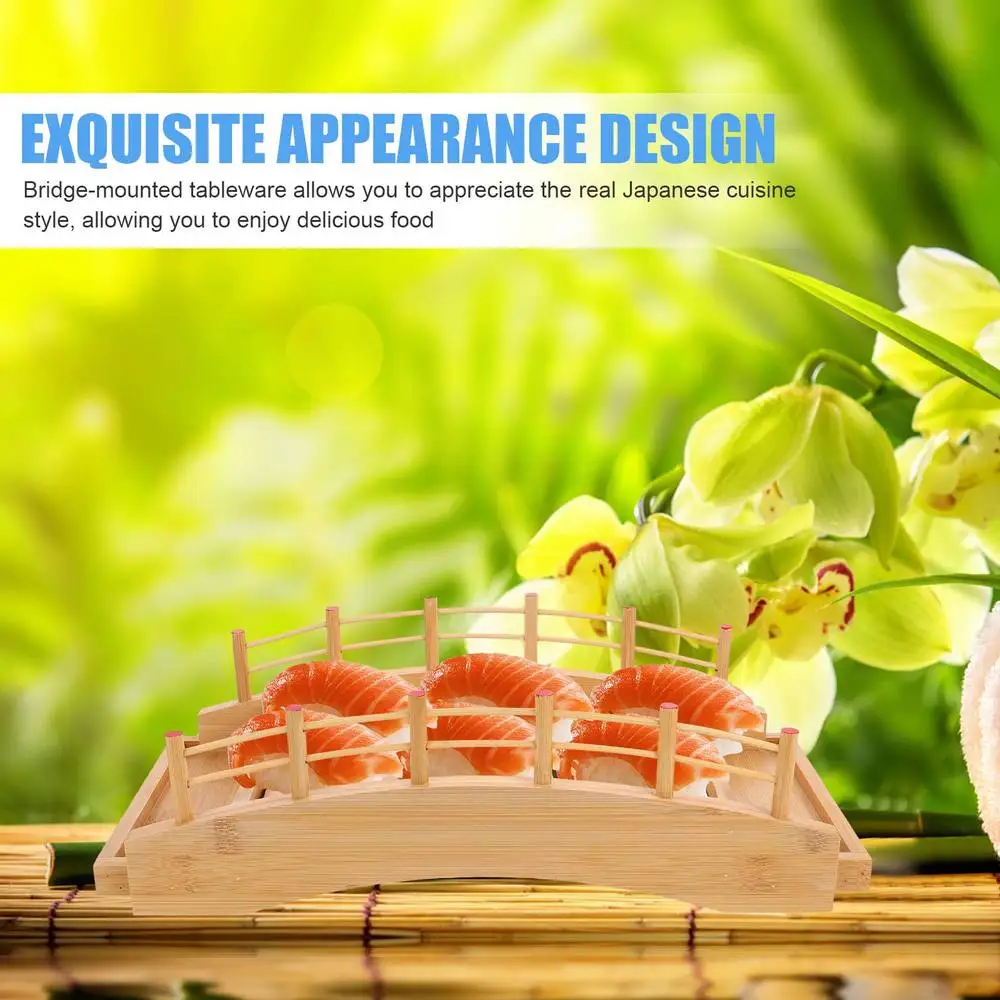 

1pc Japanese Style Sushi Tray Bamboo Sushi Plate Delicate Sushi Tray (Yellow)