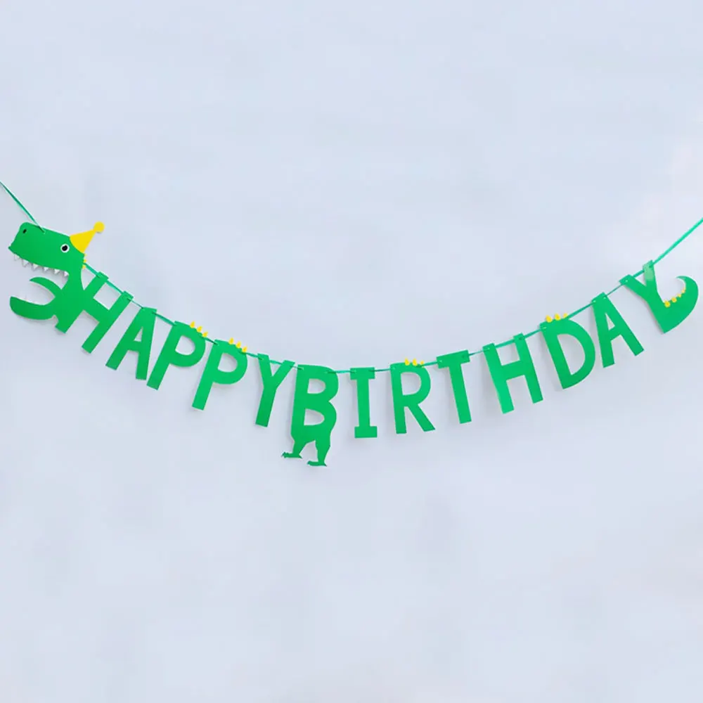 

Lovely Dinosaur Banner Baby Shower Happy Birthday Decorations Flags Kid Boy Girl Gifts Bunting Garland Wedding Party Supplies