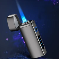 unusual metal triple torch usb led lighter with windproof cigar turbine windproof strong barbecue spray gun kitchen pipe lighter