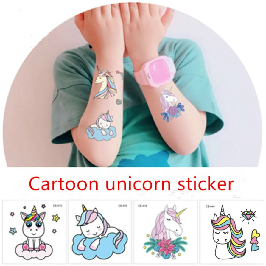 1 шт. Платье для девочек с рисунком тату Единорог Стикеры мануального татуажа