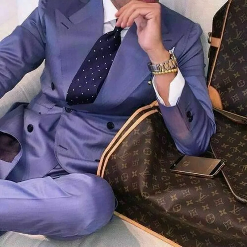 

Lavender Men's Suit Peak Lapel Groom Tuxedo Groom Suits For Men Wedding Groomsman Best Man Prom Suit Male Blazer Jacket+Pants