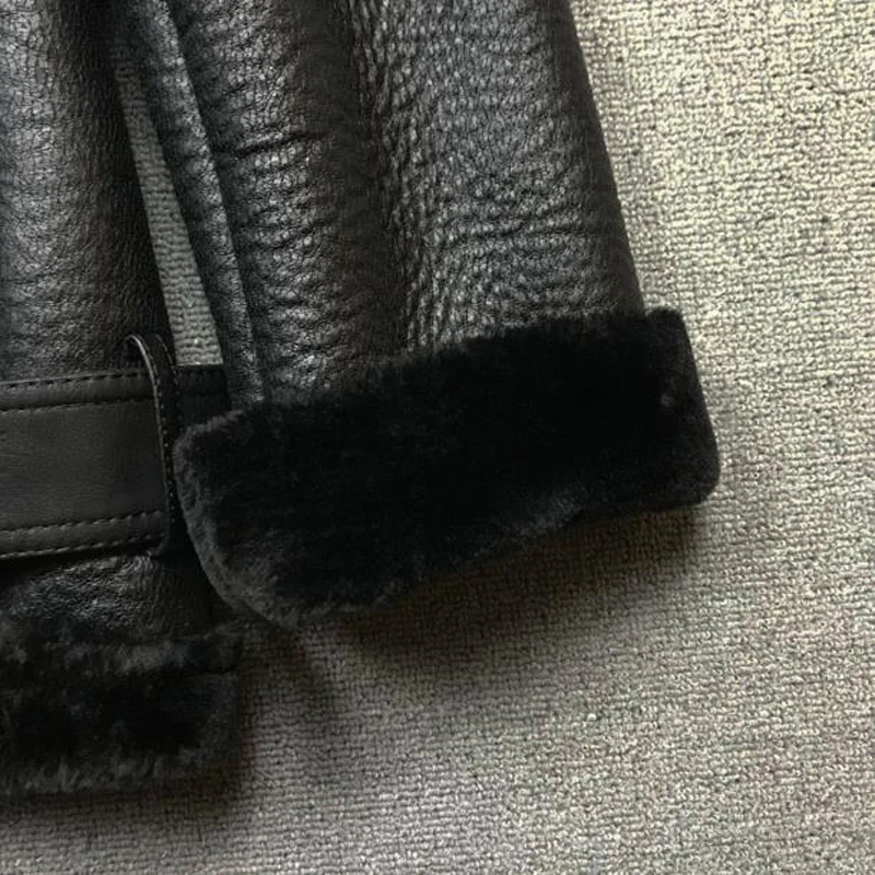 

Automotive Biker Designer Women Fur Leather Jackets Streetwear European Natural Soft Fur Leather Trench Jackets Women A033