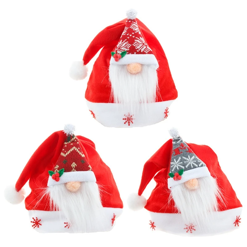 

Christmas Cap Soft Plush Cute Santa Claus Holiday Hat Comfort Cap Christmas Hats Ornament Xmas Tree Decor Kids Xmas Gift