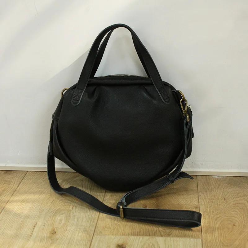 

2020 new irregular round soft leather women's handbag pure color simple fashion large capacity shoulder bag