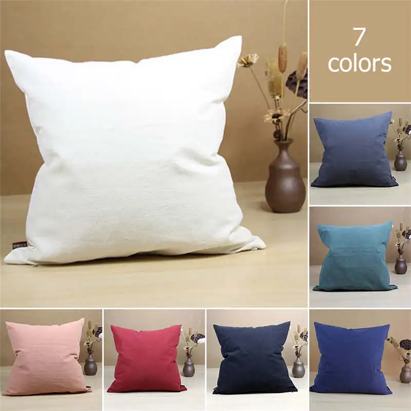 

Washed Cotton Cushion Cover Solid Colors Pillowcase Throw Cushion Covers