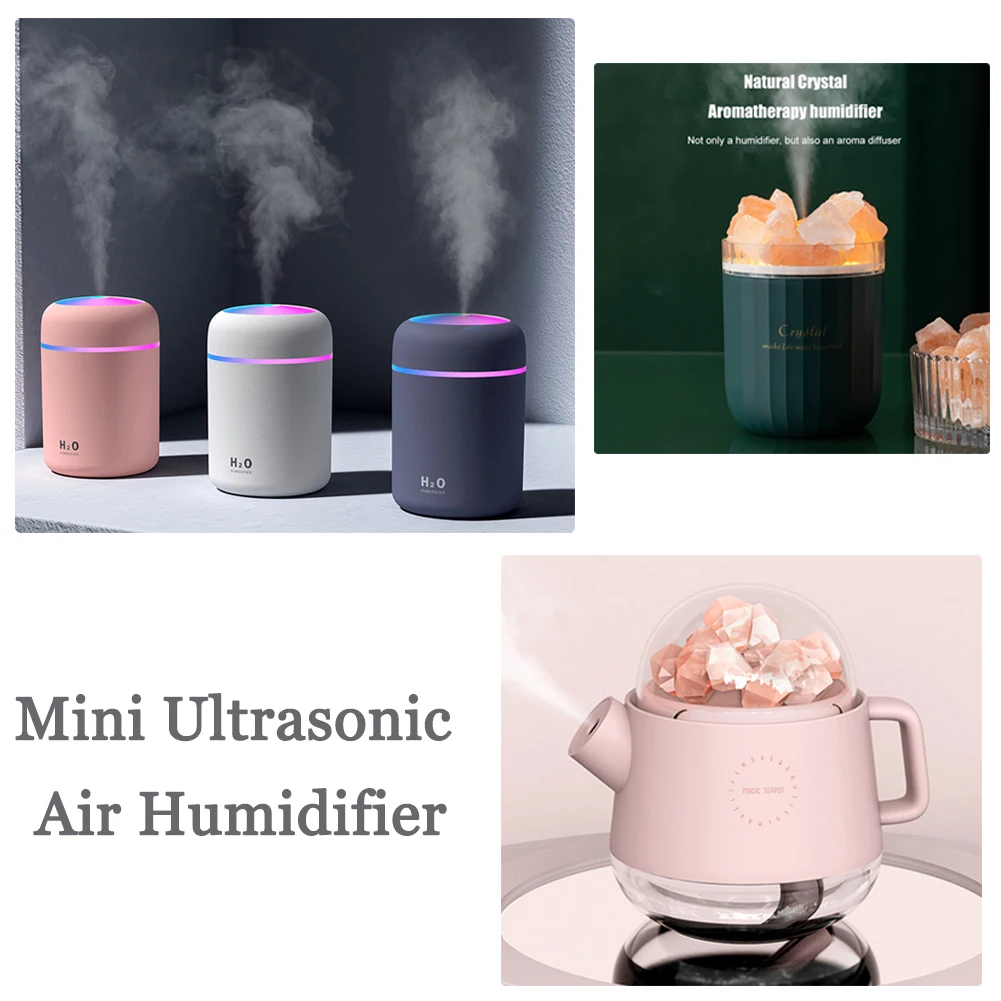 

Mini Ultrasonic Air Humidifier Salt Stone Kettle Essential Oil Diffuser Humidifier USB LED Lamp Air Freshener Car Purifier