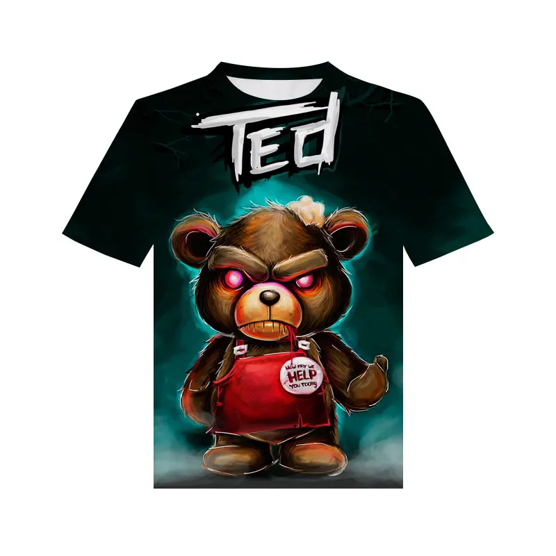 

Violent bear summer T-shirt 3d men's short-sleeved T-shirt top round neck T-shirt fashion casual outdoor streetwear
