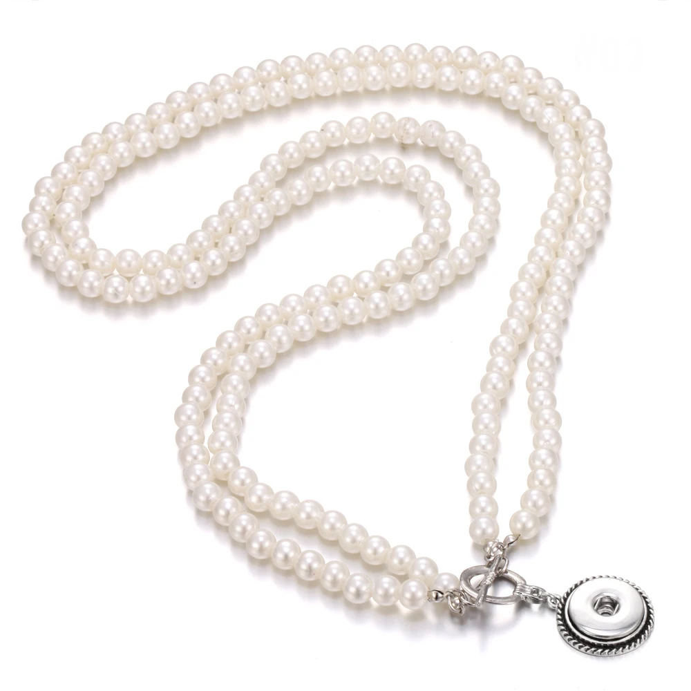 Высокое качество цветок оснастки кнопки Neklace Fit DIY 18 мм 20 стразы жемчужный