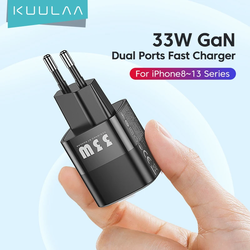 Зарядное устройство KUULAA USB C 33 Вт, устройство для быстрой зарядки PD для iPhone 13, 12, 11 Max, Pro XS, 8 Plus, для iPad Pro Air 2020, iPad mini 2021