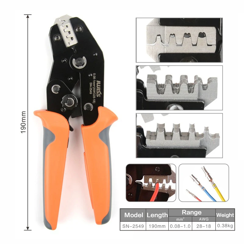 

SN-2549=SN-28B+SN-01BM crimping plier for PH 2.0, 2.5 XH, JST, servo connector plug, D-SUB connector Multi-tools crimper plier