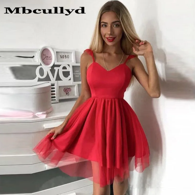 Женское платье с открытой спиной Mbcullyd красное из фатина для выпускного вечера