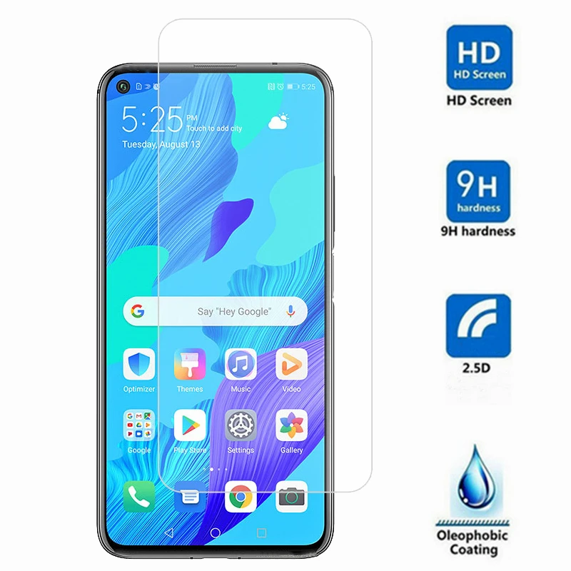 Pel&iacute;cula de vidrio templado para Huawei Nova 5T, Protector de pantalla de tel&eacute;fono duro con pegamento completo HD, 2 uds.-1