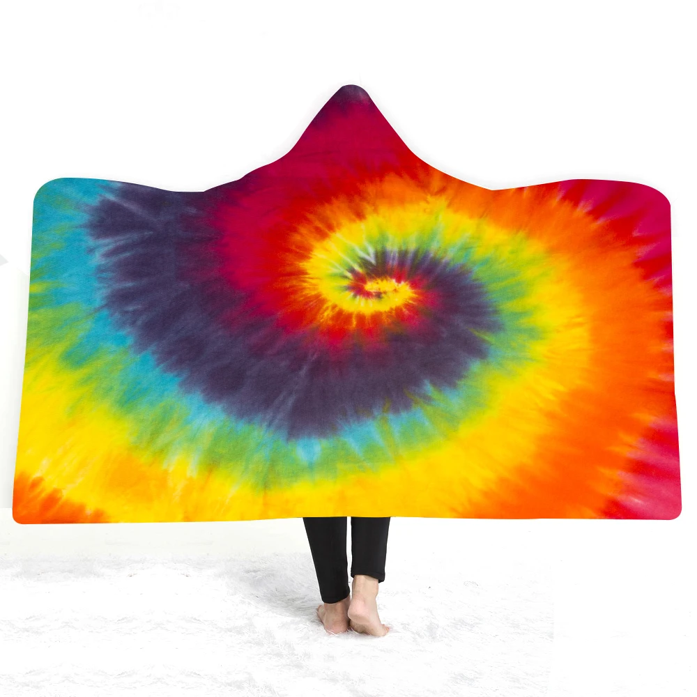 

Бесплатная доставка, Праздничный Рождественский подарок, спиральное геометрическое Флисовое одеяло с капюшоном и рисунком мандалы, покрыв...