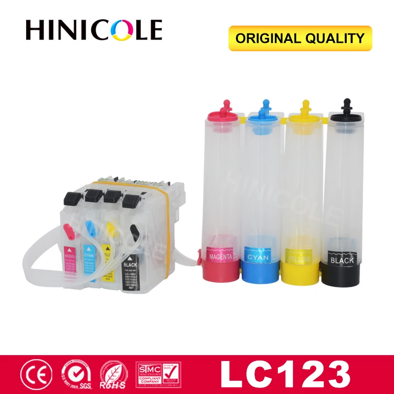 Hinicole Система непрерывной подачи печатных красок для Brother LC 123 MFC-J4410DW J4510DW J4610DW J4710DW