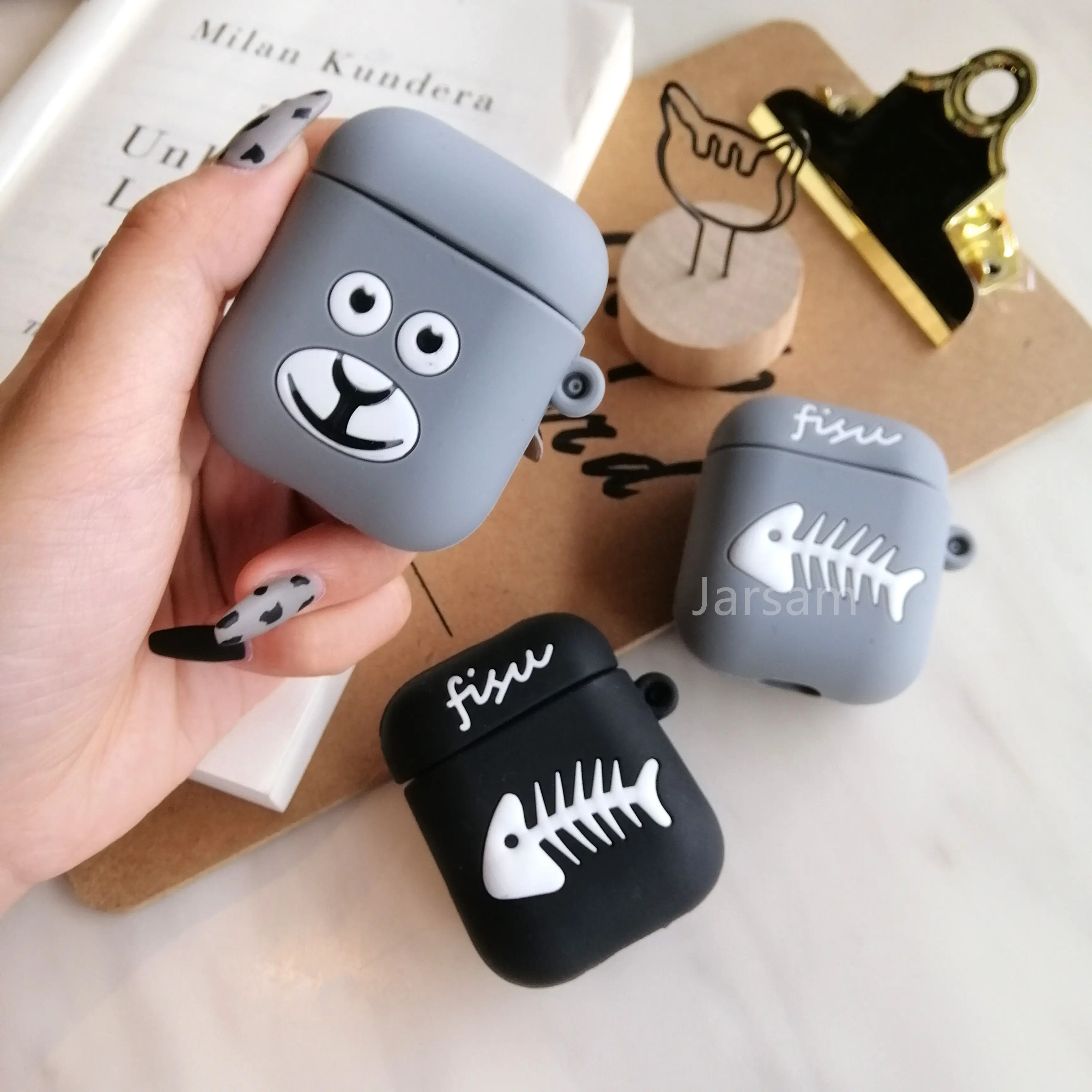 

fish For Airpods 2 Case Silicone bear Cartoon Cover case for air pods Cute Earphone Case 3D Headphone case for arpods Accessorie