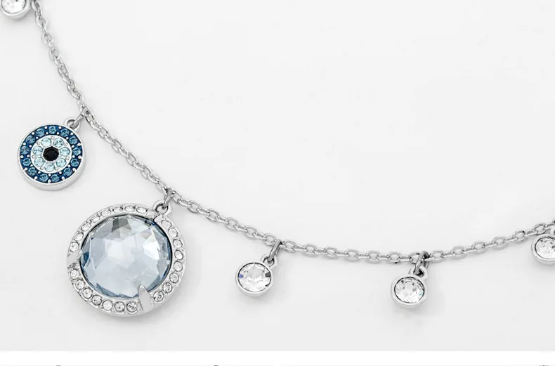 

High Quality Adjustable Neck Long Devil's Eye Round Necklace Crystal Pendant For Female Gift