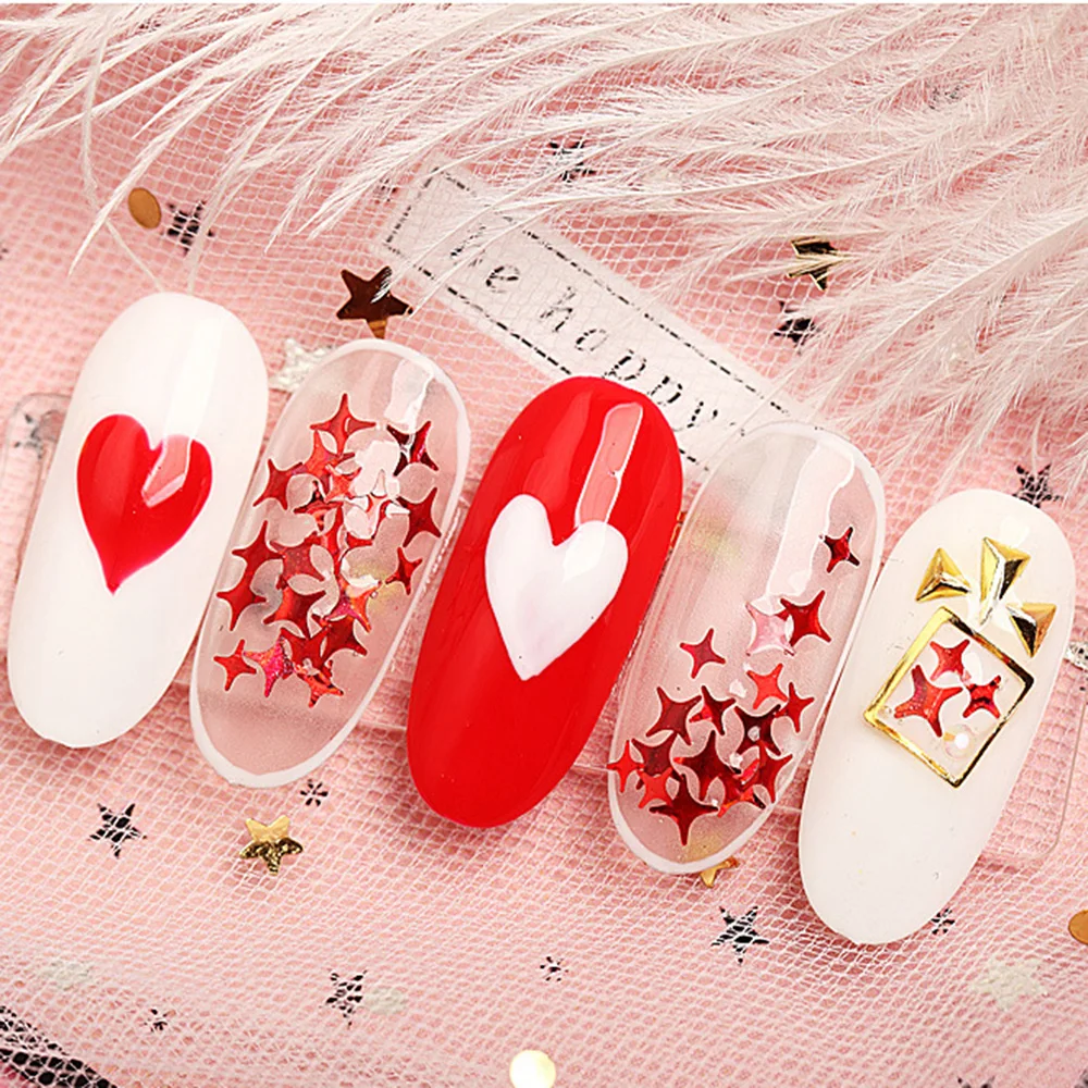 1 коробка разноцветный лазер разных размеров в форме звезды серебряная Лазерная