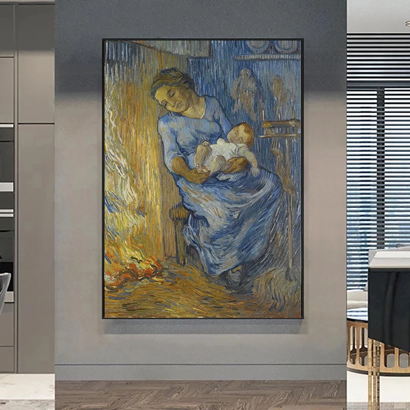 

Woman Holding Children's Canvas Painting Poster and Printing Scandinavian Wall As Art Photo of Living Room Home Decoration