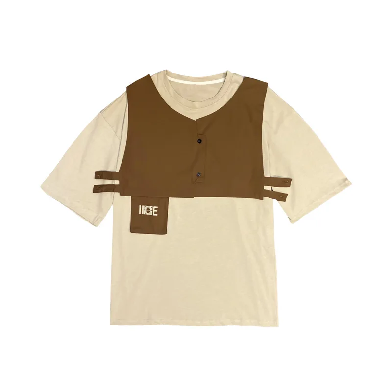 

Japanese fashion brand short-sleeved T-shirt male ins trend loose Hong Kong style half-sleeve shirt personality vest T-shirt