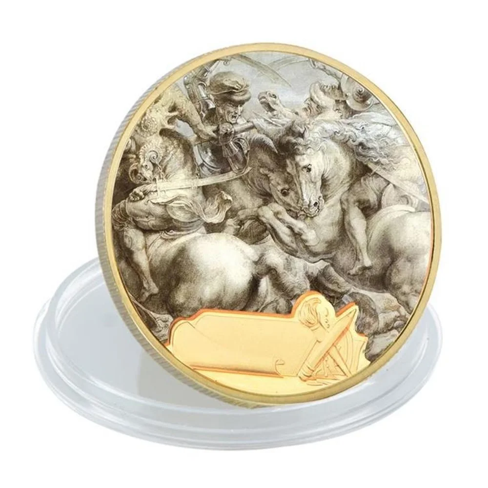 

Gold Coin Battle of Anjili ,The Last Supper, Mona Lisa, Jesus Is Baptized Da Vinci's Famous Painting Painted Commemorative Coins