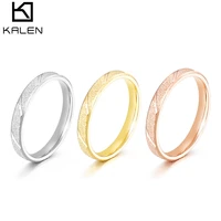 kalen engagement ring for women sand blasted gold color stainless steel simple wedding rings personalized jewelry ring wholesale