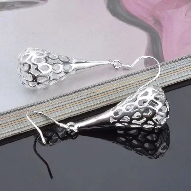 Rhod серьги Модные ювелирные красивые высокого качества полые каплеобразные zc lp |