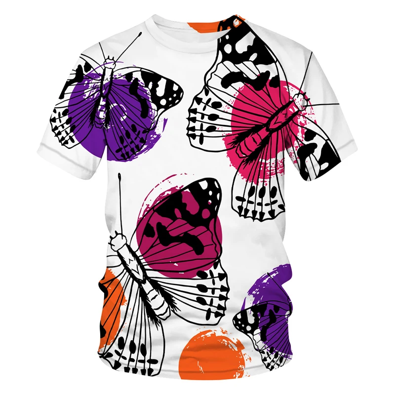 

O-neck short sleeve Cartoon butterfly printing Tshirt tops men T-shirt for Man/woman Tops Summer 2021 3D printed men's T-shirts