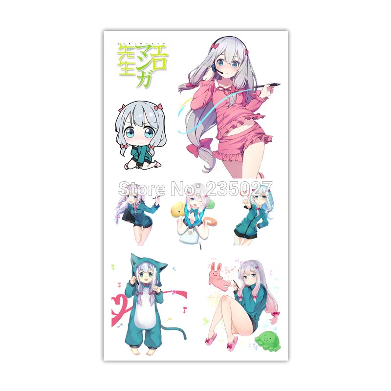 

100 pcs/lot Anime Eromanga Sensei Tattoo Stickers Tattoos Paper For Kids Body Arm Anime Sticker