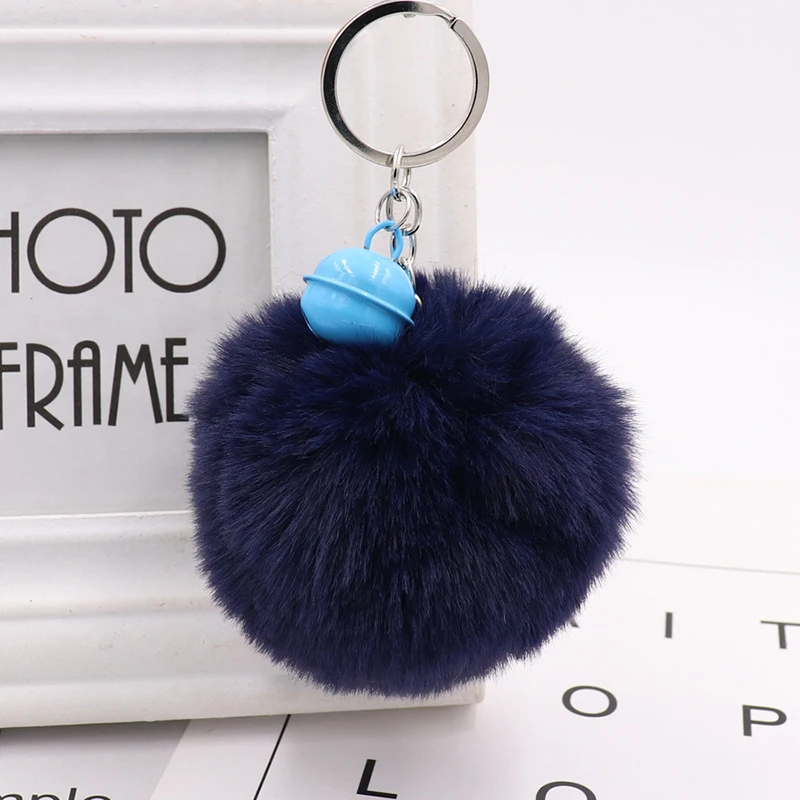 Новинка модный брелок для ключей с имитацией шара из меха кролика помпон кольца
