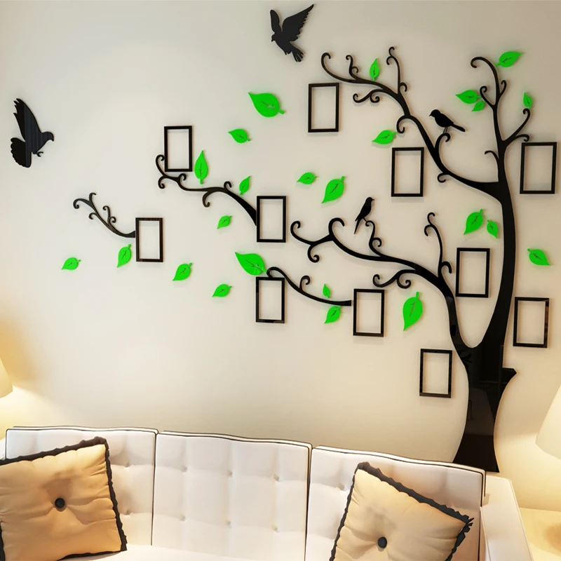 Новое поступление Хрустальная акриловая рамка дерево птица 3d настенные наклейки