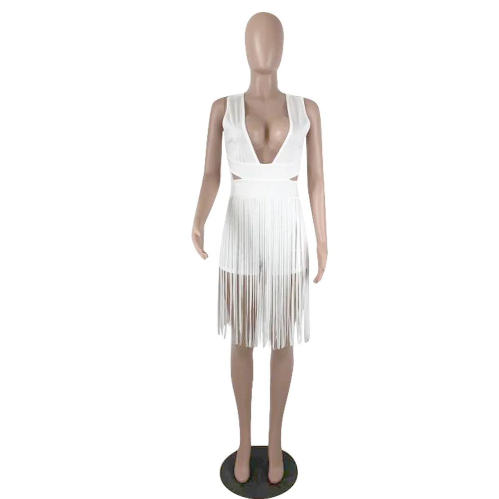 Women sleeveless sexy jumpsuits tassel romper women bodysuit lady combinaison femme DLM974 | Женская одежда