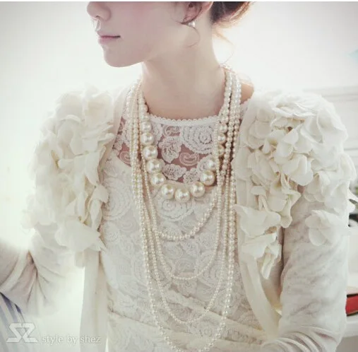 

Fashionable multi-layer pearl necklace for women with long simple all-go decoration sweater chain decoration accessories