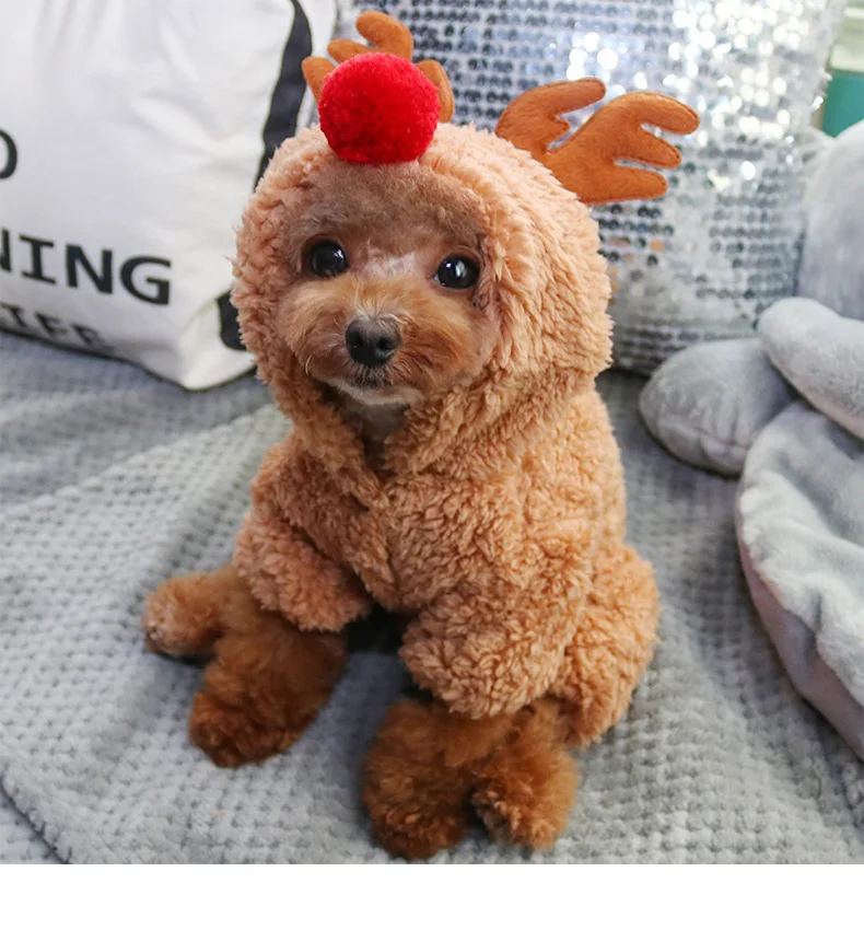 Warm Funny Reindeer Design Pet Cat Costume Windproof Small Cats Hoodie Kitten Dog Clothing Ubrania Dla Kota Hoodies OO50JS | Дом и сад