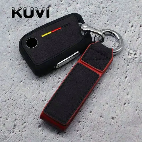 black-keychain 2 Замшевые ТПУ ключа автомобиля чехол дистанционный ключ крышка для Volkswagen VW Tiguan MK2 Passat CC B7 B8 для Skoda Superb A7 - Название цвета: black-keychain 2