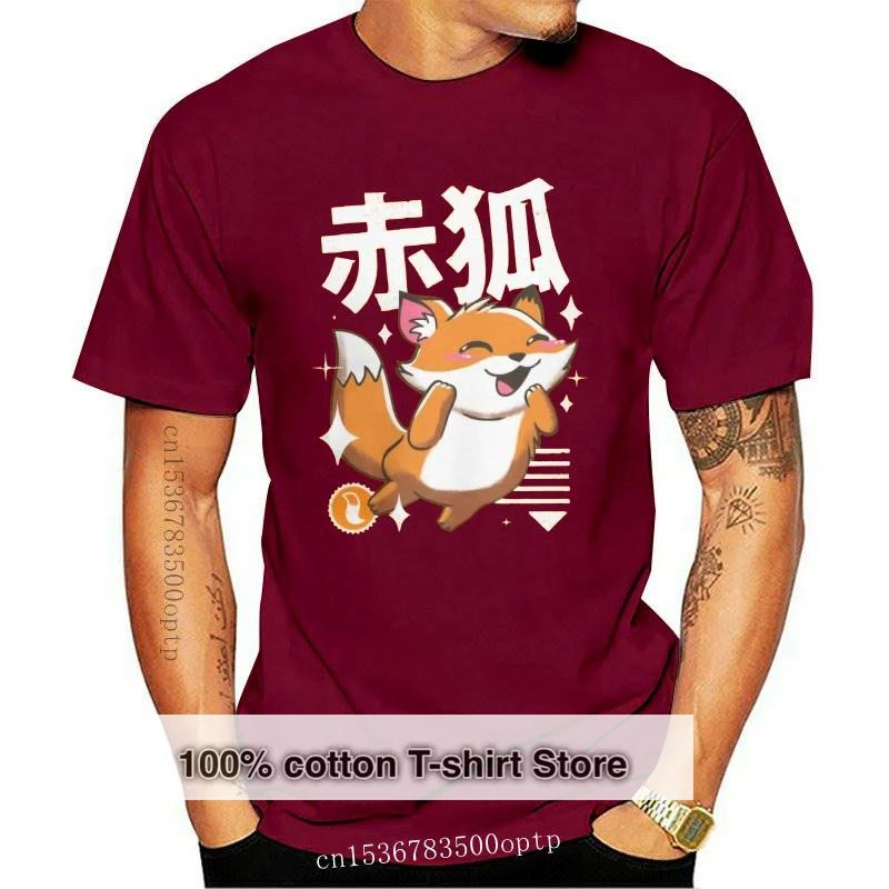 

New Men Kawaii Fox T Shirt Cute Animal Japanese 100% Cotton Clothes Funny Short Sleeve Crewneck Tee Shirt Plus Size T-Shirts