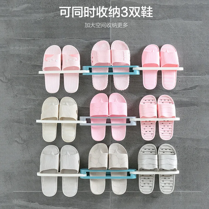 

Slippers Rack Hanging Shoe Organizers,3 in 1 Folding Holder Shoes Hanger Wall Mounted Shoe and Bathroom Towel Organizer Rack