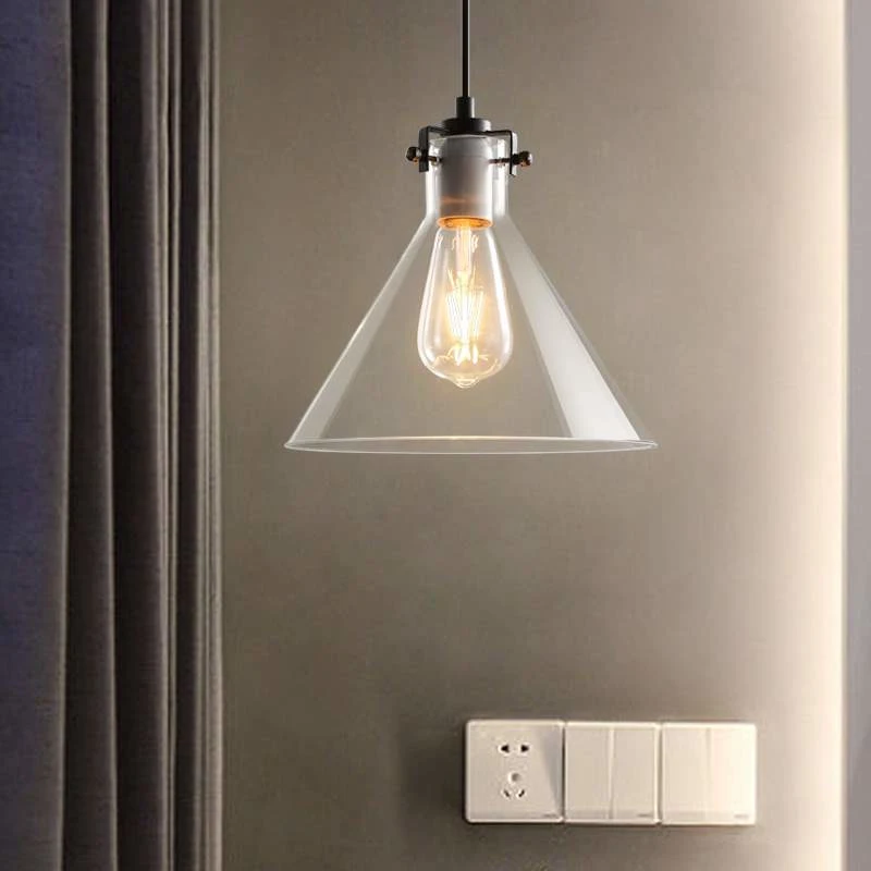 Скандинавская простота ясная стеклянная Воронка подвесной светильник ресторан