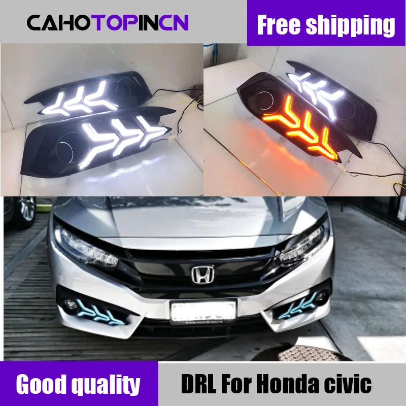 2 шт. для Honda Civic 10th светодиодный DRL Дневной ходовой свет дневного света желтый указатель поворота лампа Стайлинг