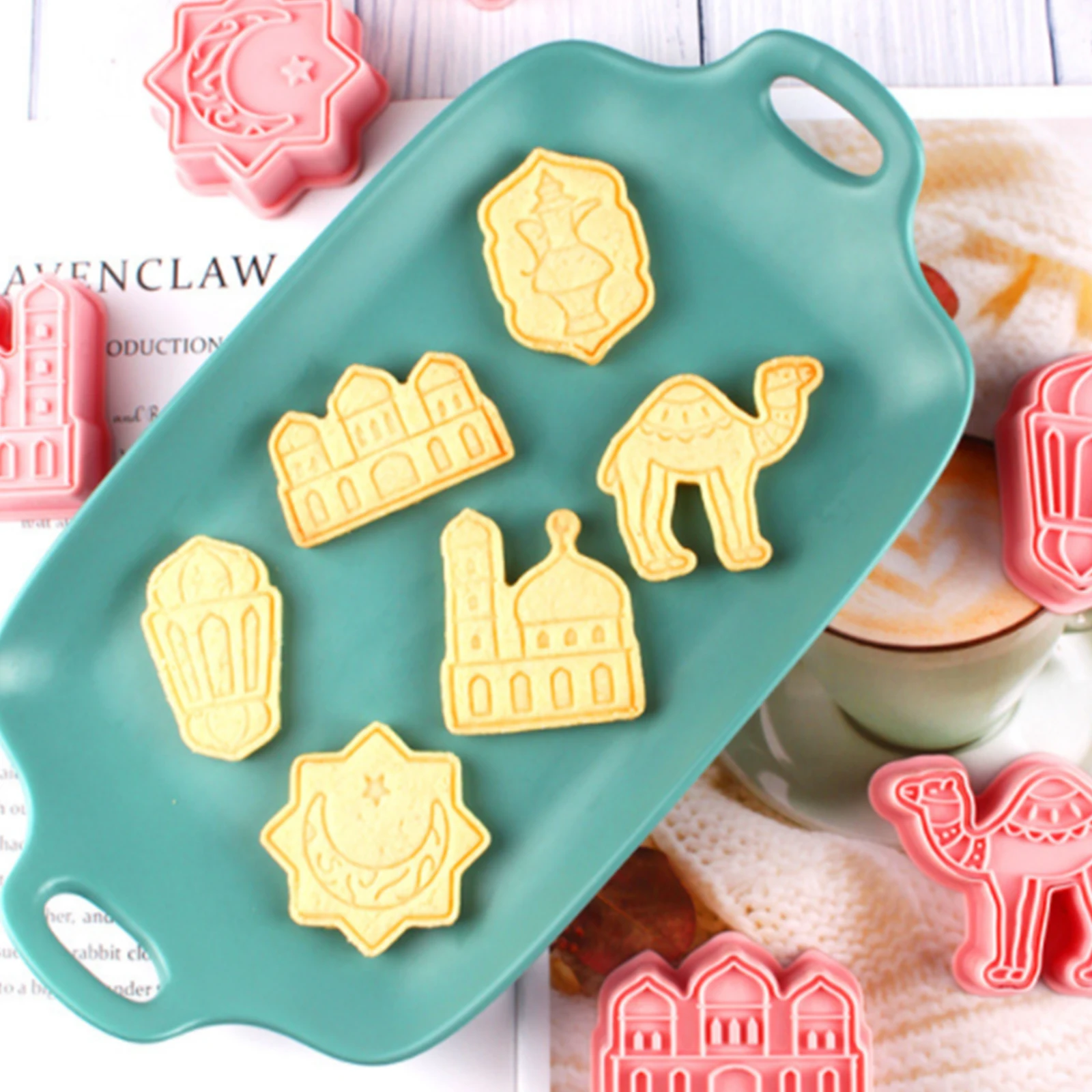 

6Pcs/set Eid Mubarak Biscuit Mold Star Moon Mosque Camel Shape Pastry Islamic Muslim Baking Tools Ramadan Kareem Party Decor