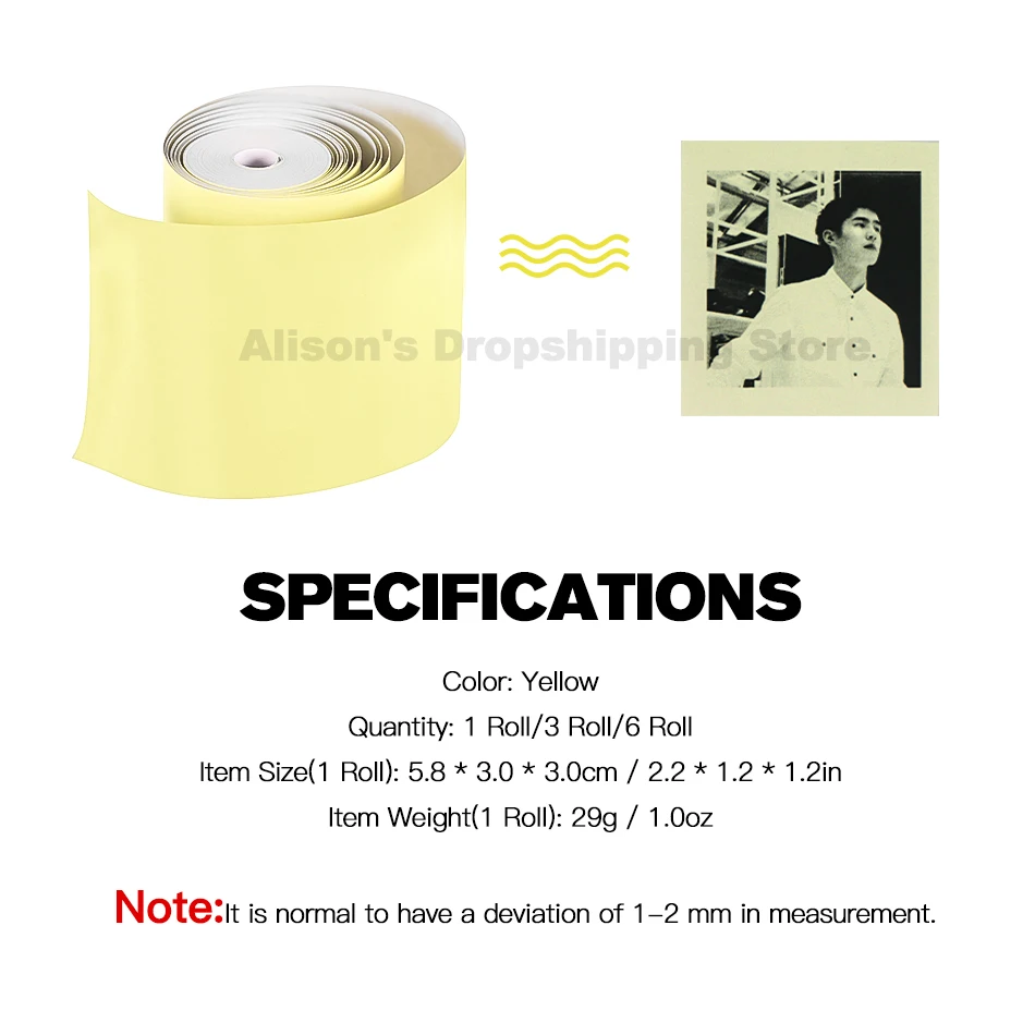 Yellow color thermal receipt photo printer paper for Peripage Paperang P1 P2 mini pocket mobiel phone bluetooth 58mm A6 | Компьютеры и