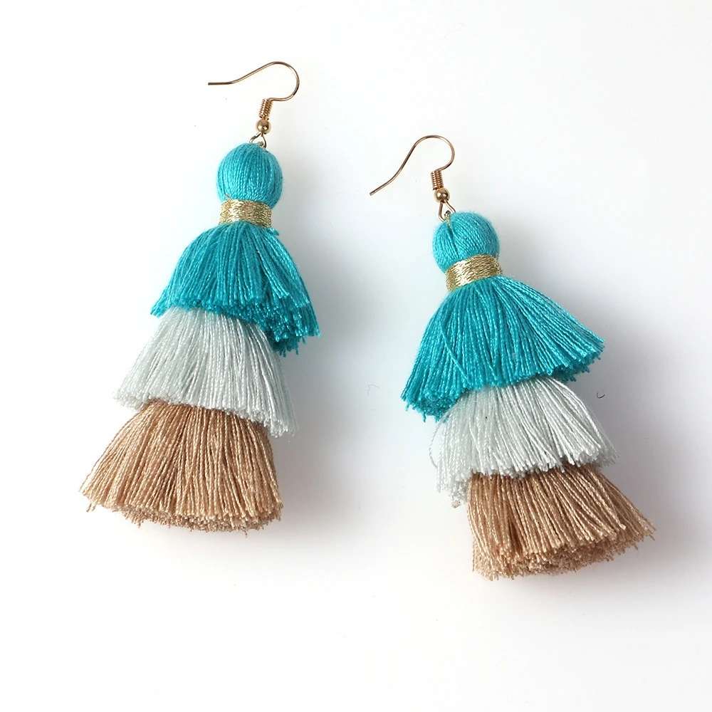 

ELEGANCE11 Bohemian Dandmade Tassel Earrings Fashion Multi-layer Dangle Earrings for Women Christmas Jewelry