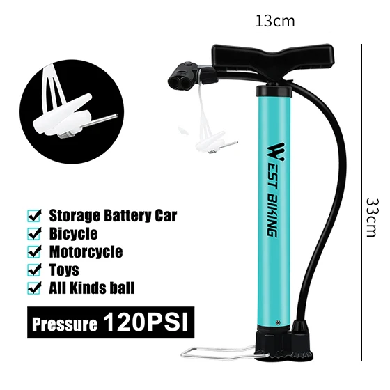 WEST BIKING велосипедный насос 120/160PSI стальной Бирюзовый велосипедный насос воздушный насос Schrader Presta клапан дорожный MTB велосипедный насос - Цвет: 120PSI Pump