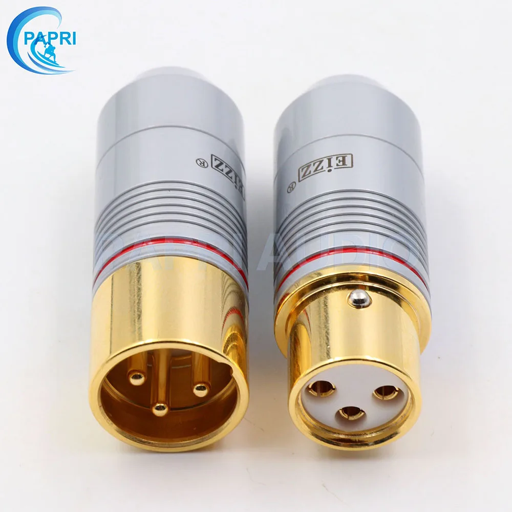 EIZZ 2 шт. Tellurium медь 3 булавки Мужской Женский XLR разъем MIC змея 24 К золото Платиновое покрытие аудио усилитель микрофонный кабель Jack