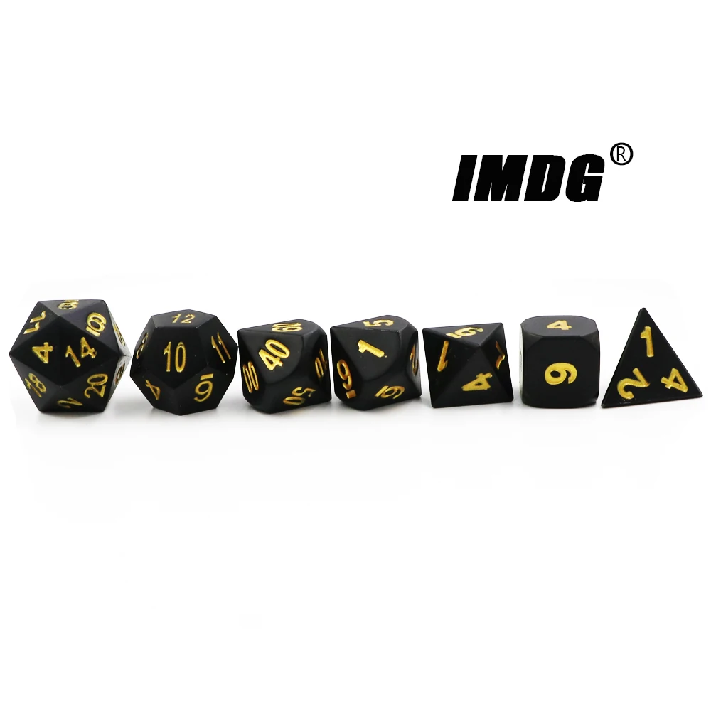IMDG 7 шт./компл. креативные игровые кубики RPG многогранные металлические DND черного