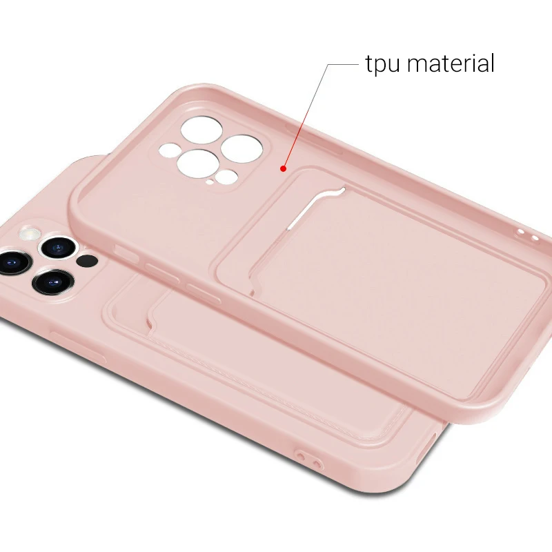 Liquid Silicon Card Bag iPhone 11 Case For iPhone 12 13 Pro Max 11 12 Mini XR XS Max X 7 8 Plus 11Pro Cover Shockproof Protector