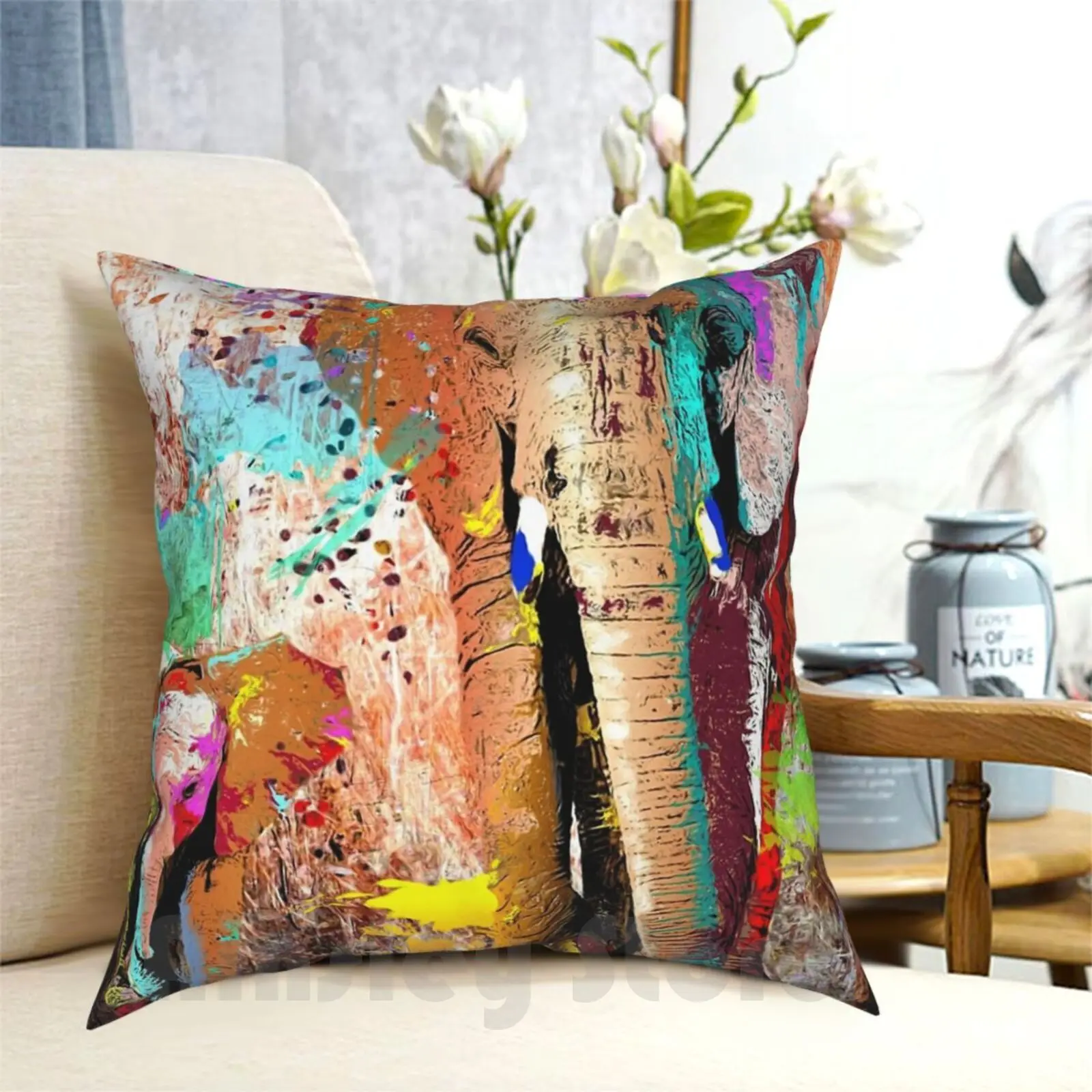 

Африканский слон, наволочка для семьи, наволочка с принтом, домашняя мягкая искусственная Обложка, африканский слон, семейный гранж, стиль поп-арт