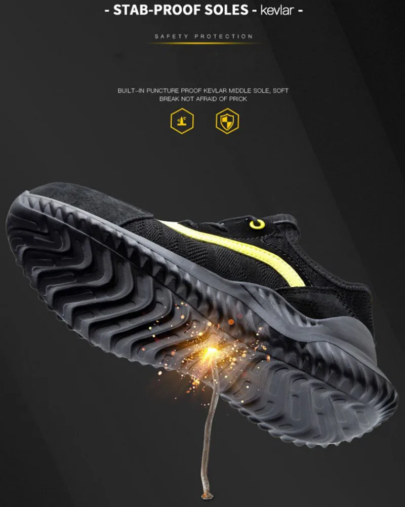 New Indestructible Men's Steel Toe Safety Boots Breathable Anti-smashing Puncture-Proof Work Shoes Welder Safety Boot Sneakers